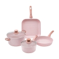 Juego de ollas 6 piezas sartén grill piedra granito rosa Stonerose Promoción
