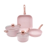 Juego de ollas 6 piezas sartén grill piedra granito rosa Stonerose Promoción