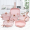 Juego de 10 piezas de utensilios de cocina para inducción efecto granito rosa Stonerose Venta