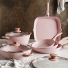 Set de 13 piezas de ollas y sartenes antiadherentes granito rosa Stonerose Venta