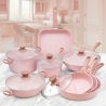 Set de 13 piezas de ollas y sartenes antiadherentes granito rosa Stonerose Rebajas