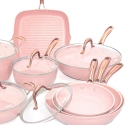 Juego de 13 ollas efecto granito rosa con mango de acero Stonerose Venta