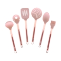 Set de 6 utensilios de cocina en metal rosa y silicona Bisetti Stonerose Oferta