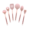 Set de 6 utensilios de cocina en metal rosa y silicona Bisetti Stonerose Oferta