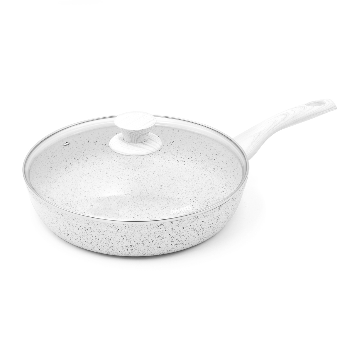 Sartén antiadherente de 28 cm con tapa y mango de madera blanca Stonewhite Promoción Sartén antiadherente de 28 cm con tapa y mango de madera blanca Stonewhite Promoción