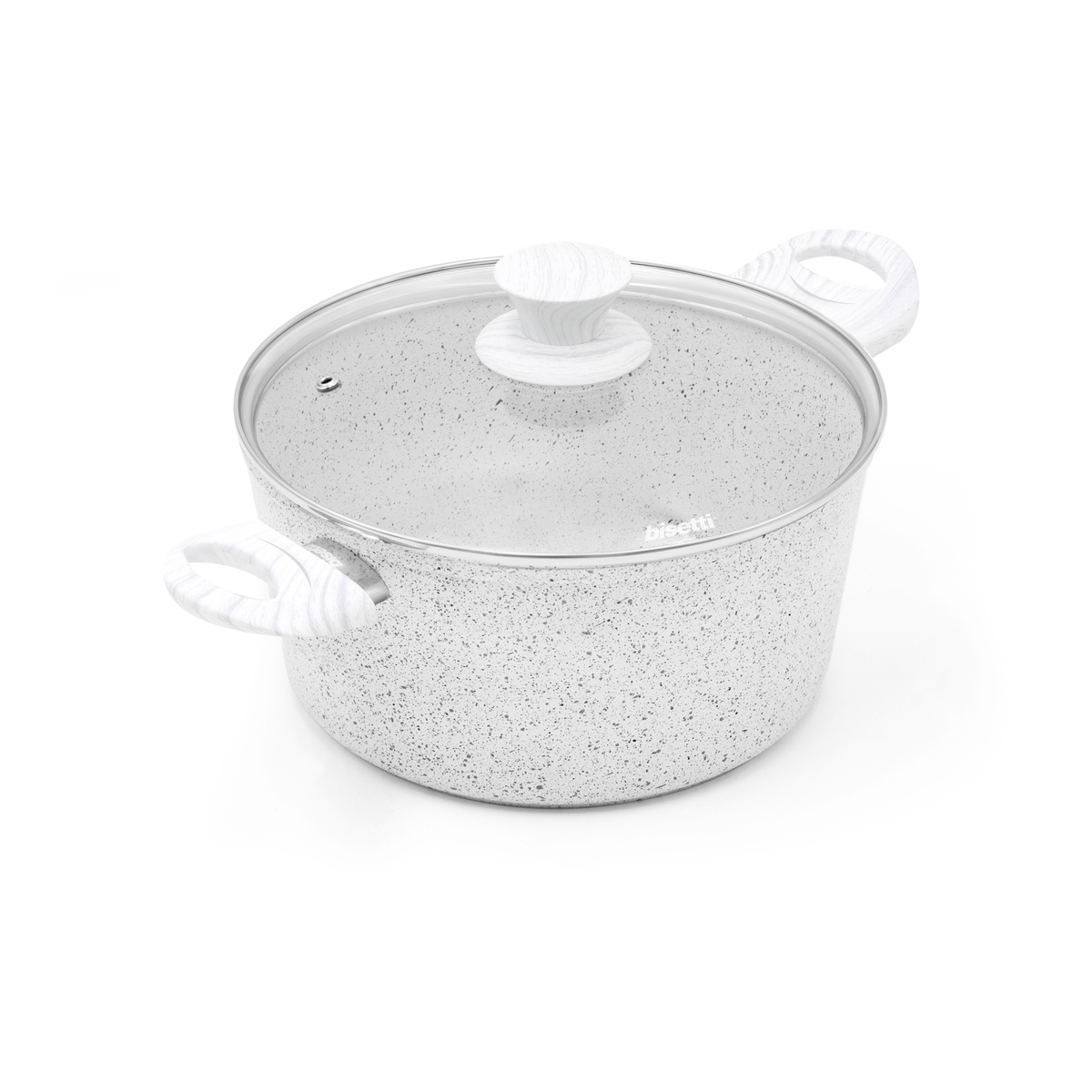 Cacerola antiadherente 24cm con mango de madera blanca Bisetti Stonewhite Promoción Cacerola antiadherente 24cm con mango de madera blanca Bisetti Stonewhite Promoción