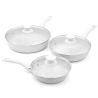 Set de 3 sartenes de aluminio antiadherente con tapas Bisetti Stonewhite Promoción