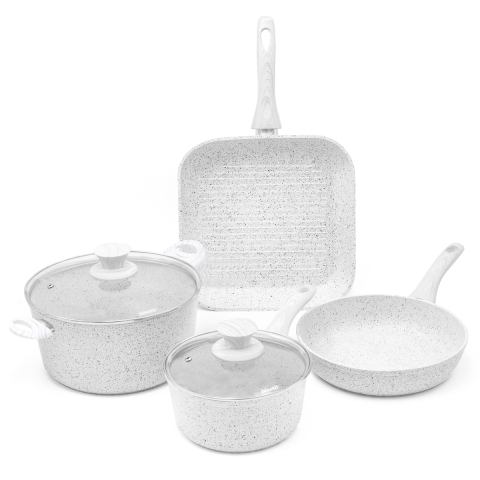 Juego de 6 piezas de sartenes y parrilla de aluminio antiadherente Stonewhite Promoción