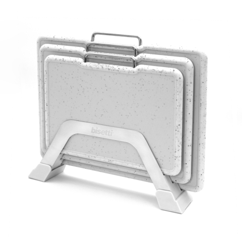 Juego de 3 tablones de cocina de plástico efecto granito Bisetti Stonewhite Promoción