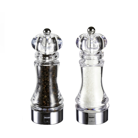 Molinos de sal y pimienta transparentes para cocina y mesa 17,5cm Bisetti Stonewhite Promoción
