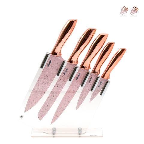 Set de 5 cuchillos de acero inoxidable con bloque transparente Bisetti Stonerose Promoción