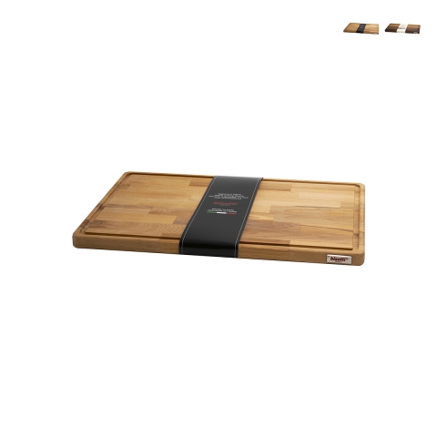Tabla de cocina de madera con borde recogejugos 35x23x2cm Bisetti Promoción