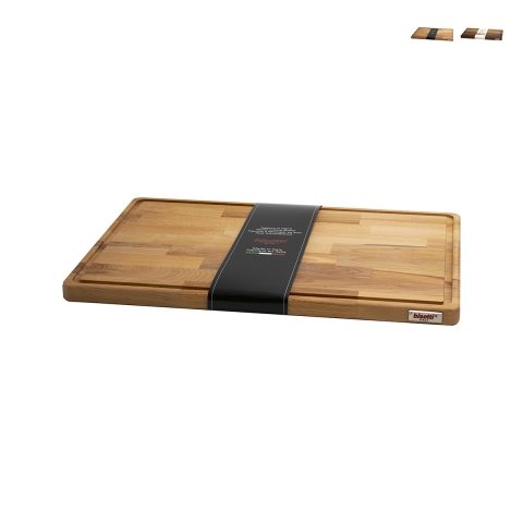 Tabla de cortar de madera 45x30x2cm con borde recogesalsas Bisetti Promoción