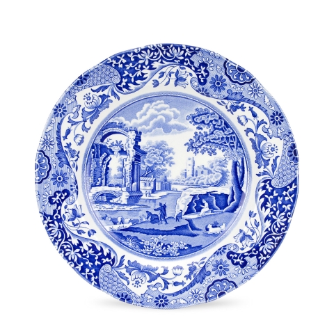 Juego de 4 platos llanos de terracota estilo inglés 27x27x2cm Blue Italian Promoción