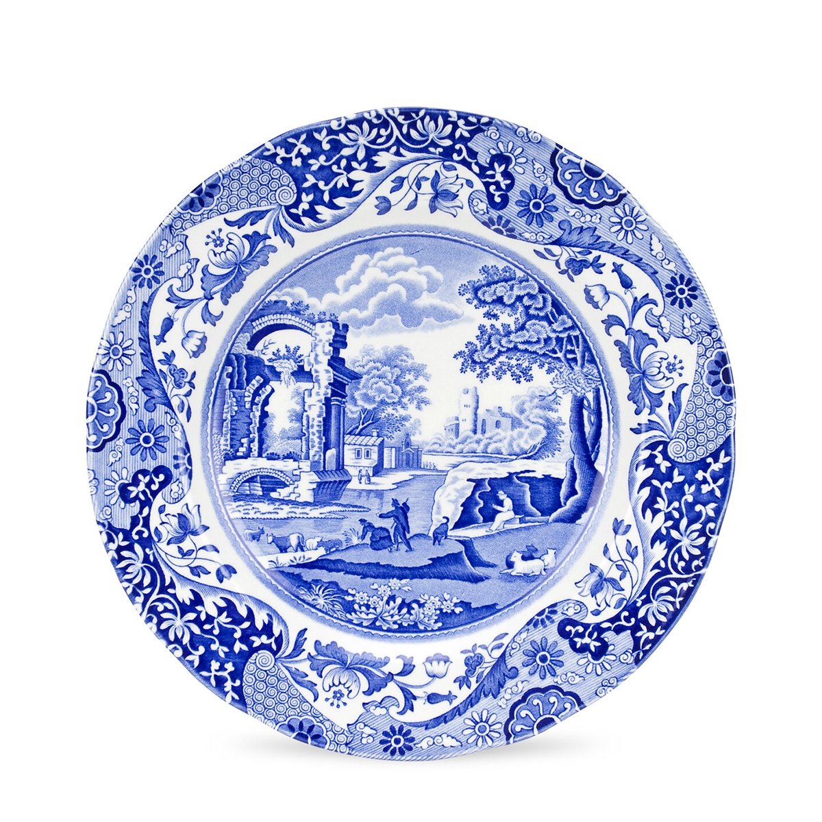 Juego de 4 platos llanos de terracota estilo inglés 27x27x2cm Blue Italian Promoción