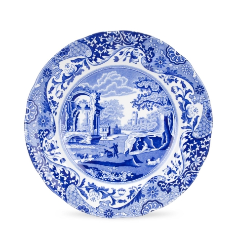Juego de 4 platos llanos medianos de terracota decorados estilo inglés Blue Italian Promoción