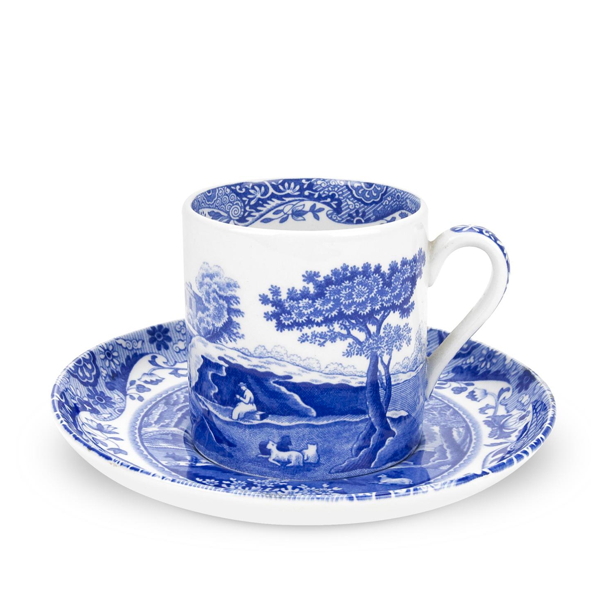 Set de 4 tazas de café con platillo decorado estilo inglés azul Blue Italian Promoción Set de 4 tazas de café con platillo decorado estilo inglés azul Blue Italian Promoción