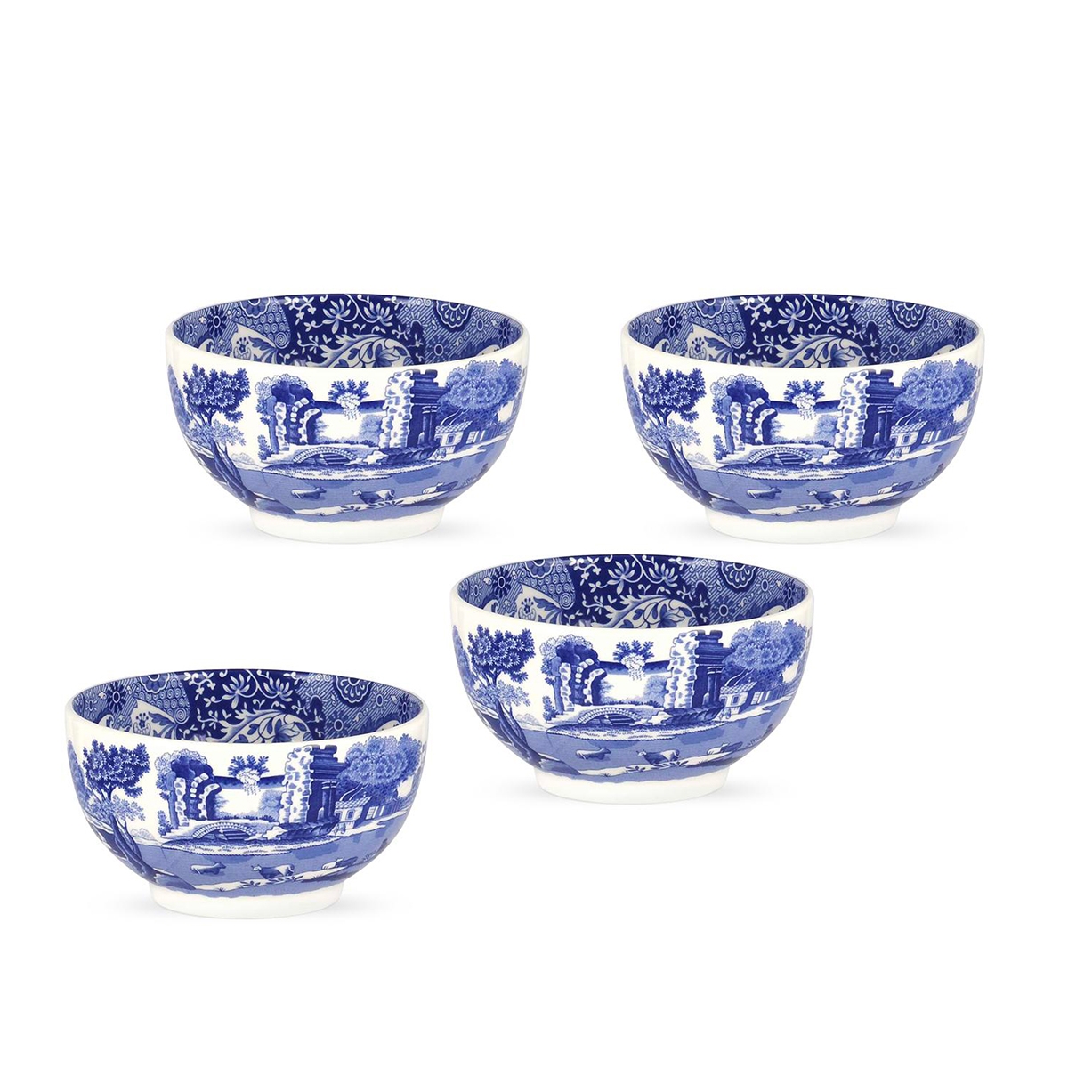 Set de 4 cuencos de terracota decorados estilo inglés Blue Italian Promoción Set de 4 cuencos de terracota decorados estilo inglés Blue Italian Promoción