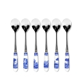 Set de 6 cucharillas de café de acero y cerámica estilo inglés Blue Italian Promoción