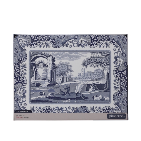 Set 6 mantelitos rígidos estilo inglés azul italiano 30,5x23 cm Promoción