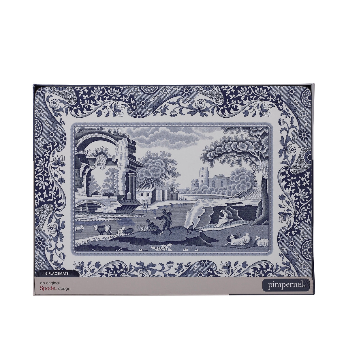 Set 6 mantelitos rígidos estilo inglés azul italiano 30,5x23 cm Promoción