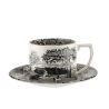 Taza de té con platillo de porcelana estilo inglés Black Italian Promoción
