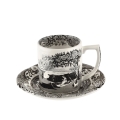 Taza de café con platillo decorado estilo inglés Black Italian Promoción