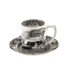 Taza de café con platillo decorado estilo inglés Black Italian Promoción