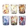 Set de 6 vasos de agua de 10 cm en vidrio colorido diseño creativo Banderoles Oferta