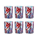 Set de 6 vasos de agua de vidrio colorido diseño creativo 10cm Banderoles 