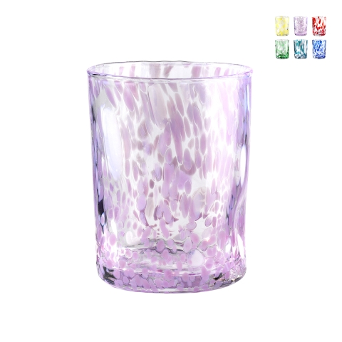Set de 6 vasos de agua de mesa de 10 cm en vidrio colorido Carnaval Promoción