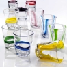 Set de 6 vasos de agua de vidrio con rayas de colores 10 cm Eolo Stock
