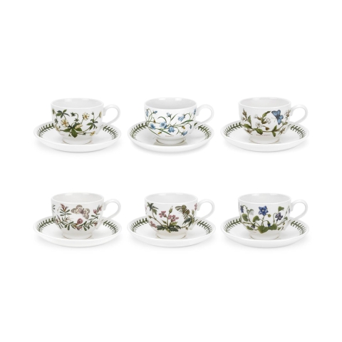 Juego de 6 tazas de té con plato en porcelana Portmeirion Botanic Garden Promoción
