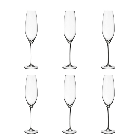 Set de 6 copas flauta para espumante de vidrio diseño gota 25 cm Sinfonia Promoción