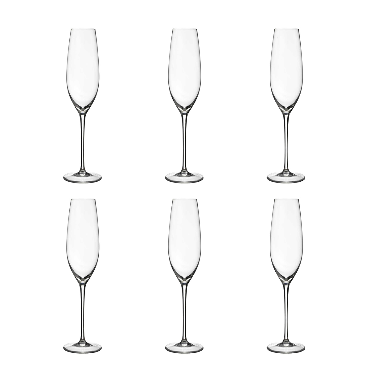 Set de 6 copas flauta para espumante de vidrio diseño gota 25 cm Sinfonia Promoción