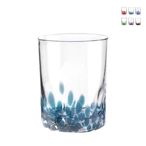 Set de 6 vasos de agua de 10 cm en vidrio colorido para mesa de cocina Venise Promoción