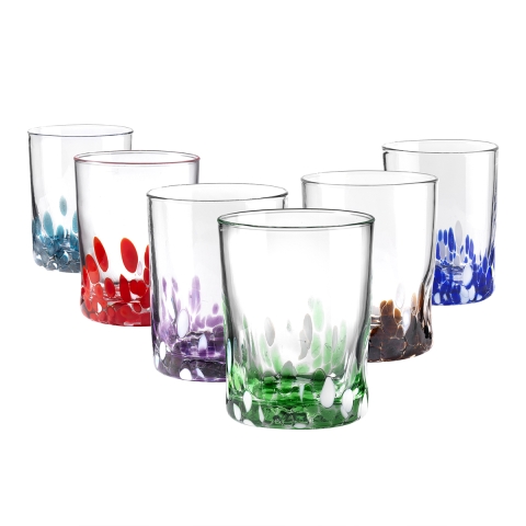 Set 6 vasos agua mesa colores surtidos decoraciones 10cm Venise Promoción