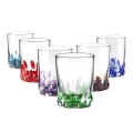 Set de 6 vasos de agua, colores surtidos con decoraciones, 10 cm Venise Promoción