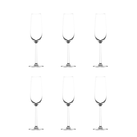 Set de 6 copas de champagne espumante para degustación en vidrio 250 ml Shanghai Promoción