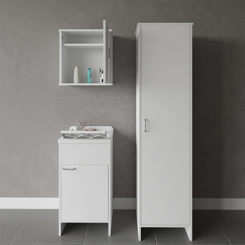 Conjunto mueble de lavandería con armario suspendido y columna Negrari COMP 5 Promoción