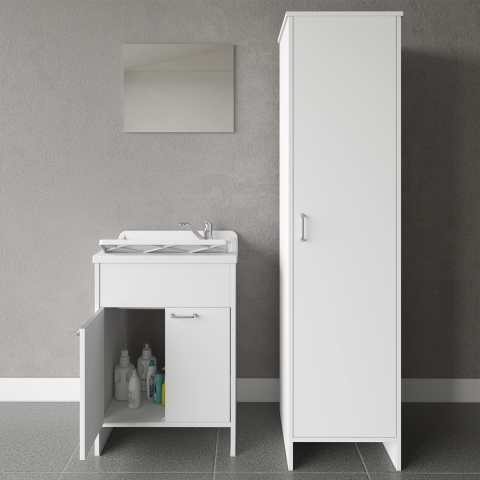 Set de mueble lavadero con espejo y columna de lavandería Negrari COMP 8 Promoción