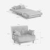 Sillón Sofá Cama Plegable Reposabrazos de tela Deborah Twin Dos Plazas 