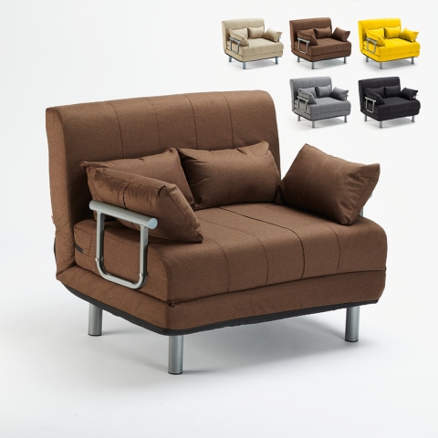 Sillón Sofá Cama Plegable Reposabrazos de tela Deborah Twin Dos Plazas Promoción