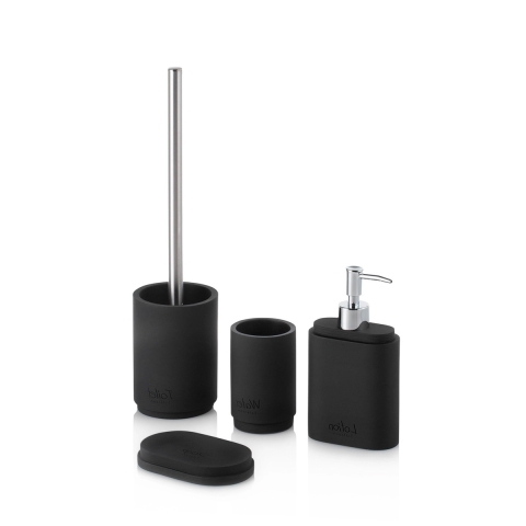Juego de baño 4 piezas de resina negro Zima Promoción