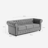 Sofá Chesterfield de terciopelo de 3 plazas estilo clásico vintage Norwich Medidas