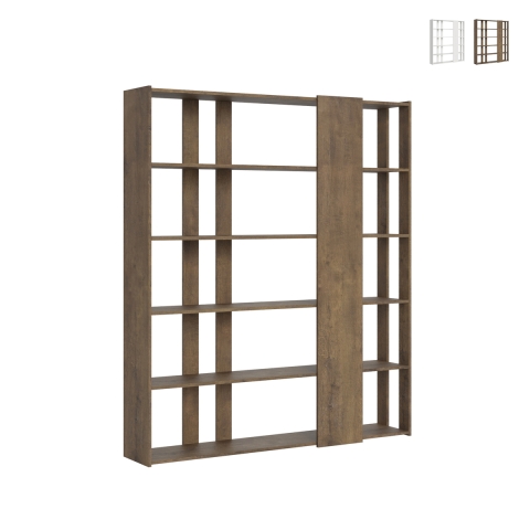 Librería de oficina y salón de diseño doble cara con 6 estantes 78x36x204 Kato D Promoción