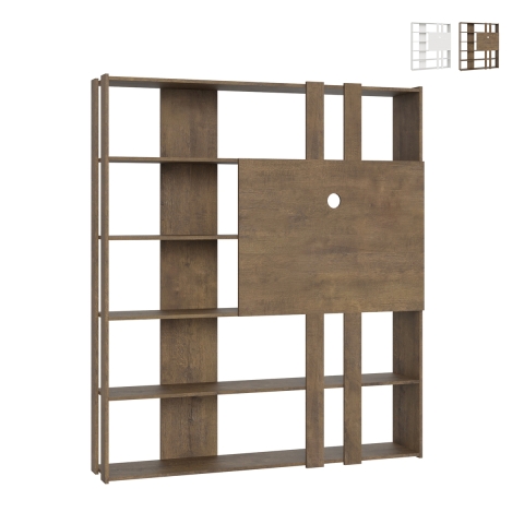 Estantería moderna con soporte para TV, 6 estantes, diseño contemporáneo, 178x36x204, Kato L Promoción