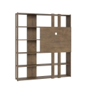 Estantería moderna con soporte para TV, 6 estantes, diseño contemporáneo, 178x36x204, Kato L Descueto
