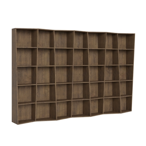 Estantería de pared para sala de estar diseño moderno con compartimentos en madera de nogal Trek 7 Promoción