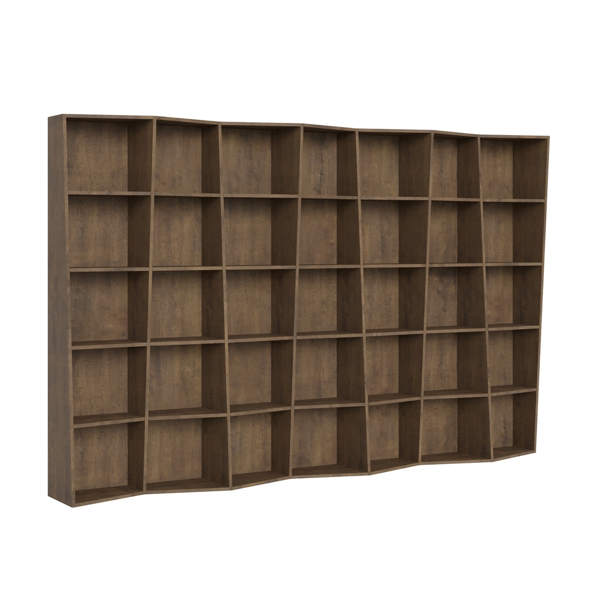Estantería de pared para sala de estar diseño moderno con compartimentos en madera de nogal Trek 7 Promoción